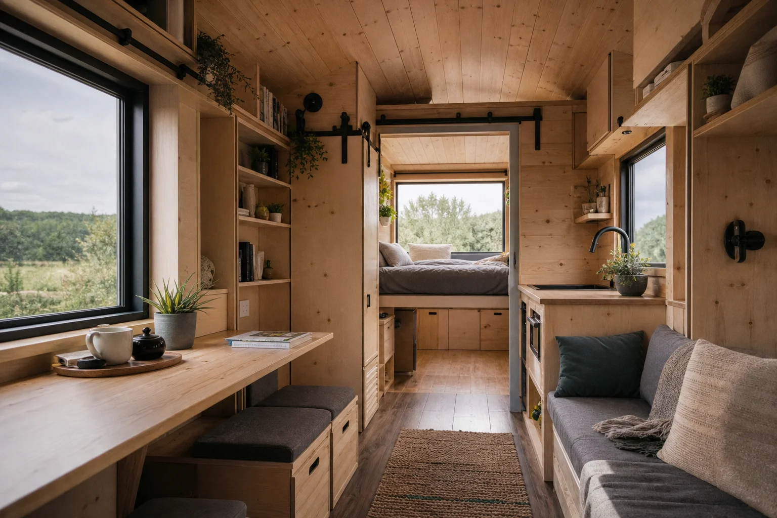 Eine allgemeine Szene zum Thema „Bewegliche Tiny Houses: Mehr Platz durch wandelbare Räume“. Sie zeigt nicht das konkrete Modell, Gebäude oder Produkt aus dem Beitrag, sondern etwas Typisches, das dazu passt.